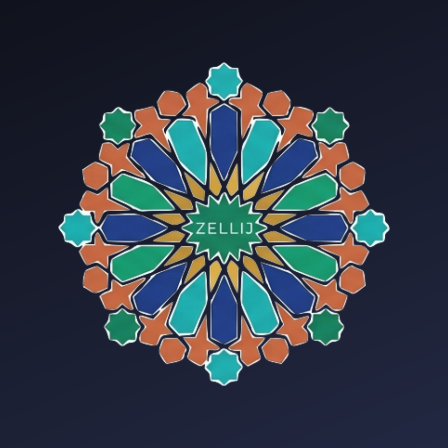 The rosette on a deep ink field